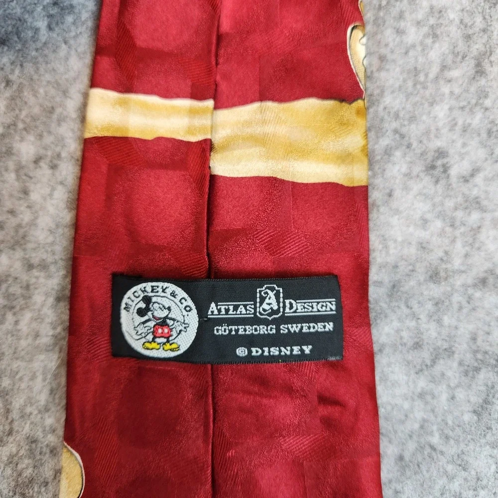 Disney Mickey Necktie Men OS Red Vintage Silk Mickey Goofy Donald Duck Horse 90s